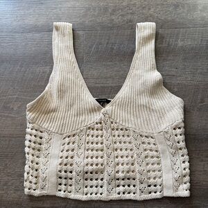 Forever 21 Cream Crochet Crop Tank